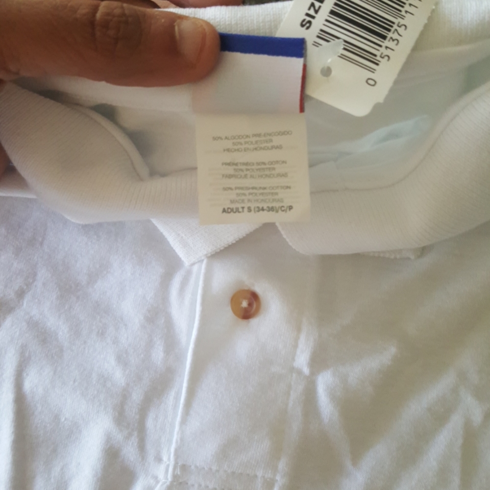 Hanes small 34-36 men's white polo button shirt - Picture 5 of 5